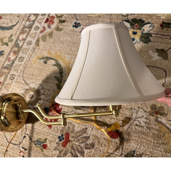 vintage Decorative 1 light Swing Arm Wall Sconce  Brass with white bell shade - Picture 15 of 16